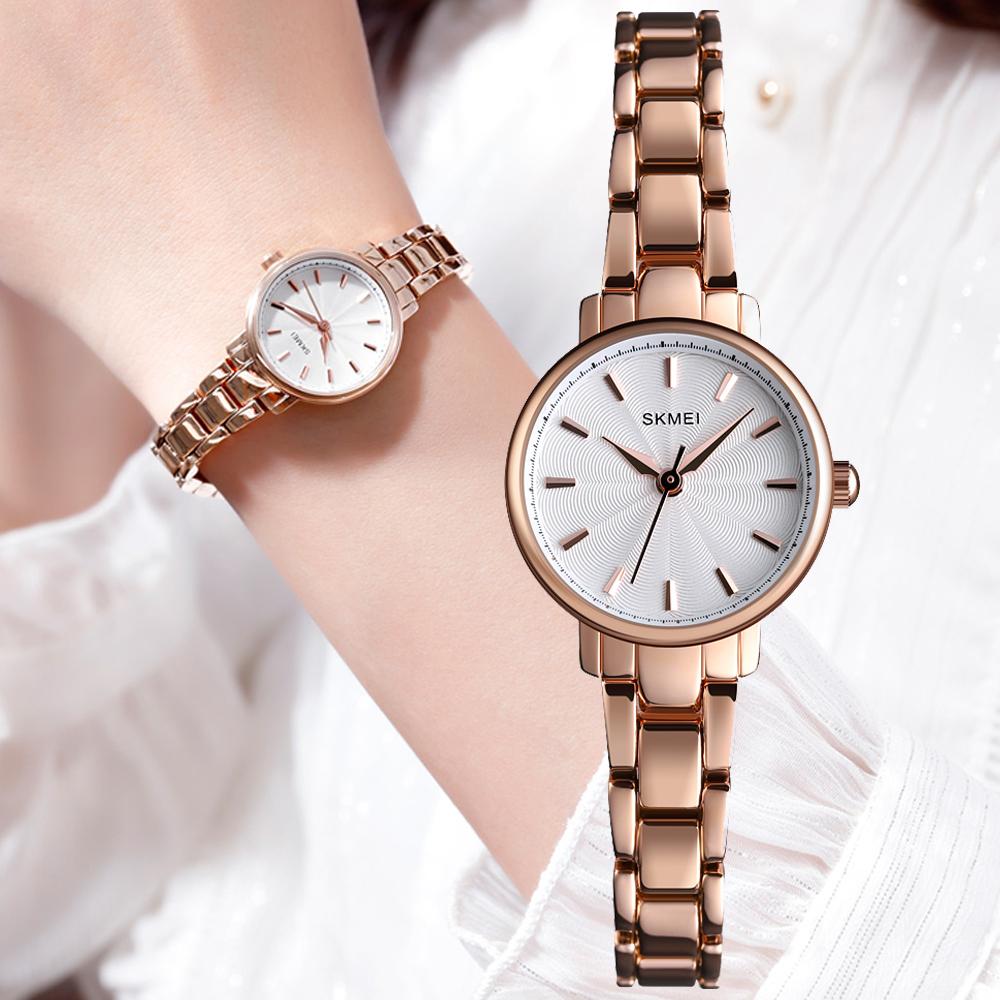 Изображение товара: SKMEI лучшие Брендовые женские часы Стальные кварцевые часы модные женские повседневные платья браслет водонепроницаемые женские наручные часы