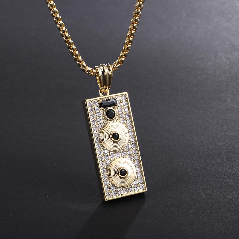 Изображение товара: Новый модный роскошный золотой кристалл горный хрусталь динамик кулон ожерелье для женщин мужчин ожерелье Подарки