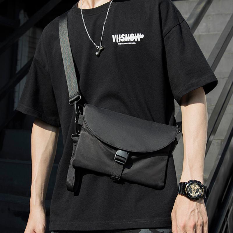 Изображение товара: Модная трендовая мужская сумка-мессенджер, нейлоновая Водонепроницаемая повседневная мужская сумка на плечо, черная Функциональная сумка через плечо на молнии для мужчин