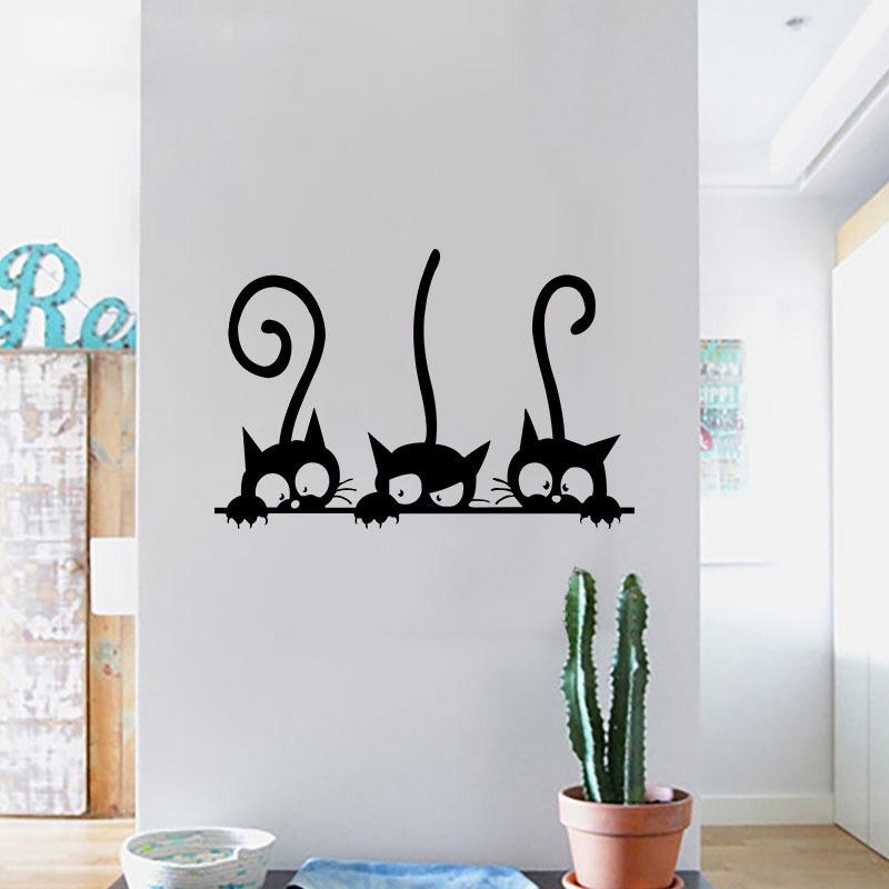 Изображение товара: Три забавные кошки наклейки на стену гостиная спальня детская комната настенные наклейки декоративные обои живопись