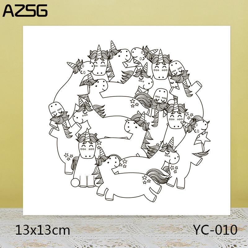 Изображение товара: Прозрачные штампы/уплотнения AZSG в виде единорога для скрапбукинга своими руками/изготовления карт/декоративные силиконовые штампы для альбомов