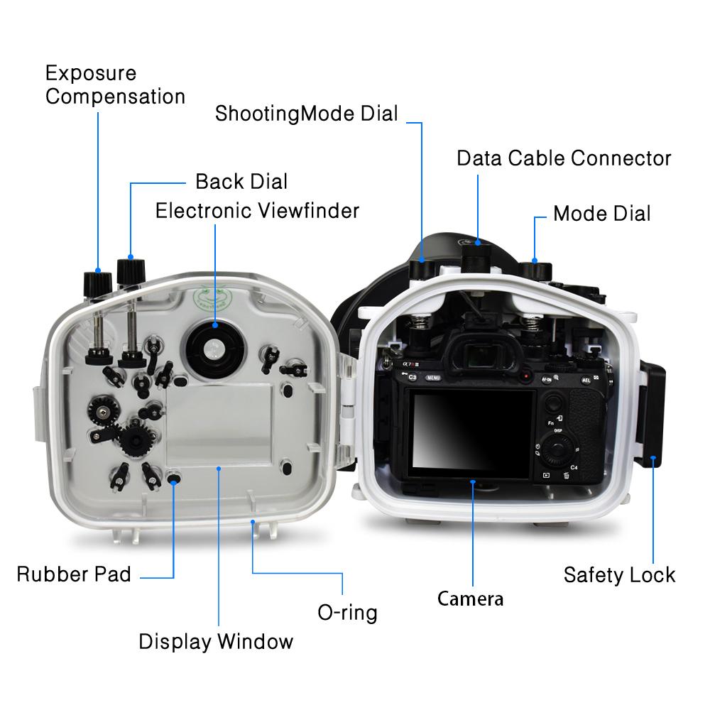 Изображение товара: Водонепроницаемый корпус для подводной камеры, чехол для дайвинга Sony A7 III A7R III A7M3 28-70 мм 90 мм или 16-35 мм с куполом, 130 футов/40 м