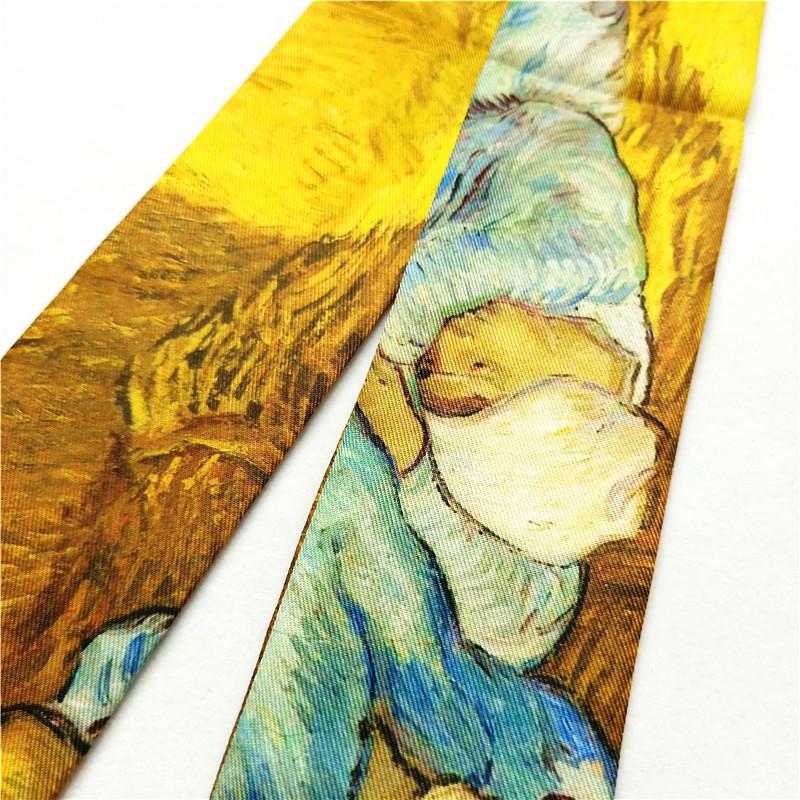 Изображение товара: Шарф Ван Гог Женский, Шелковый, узкий, с лентами