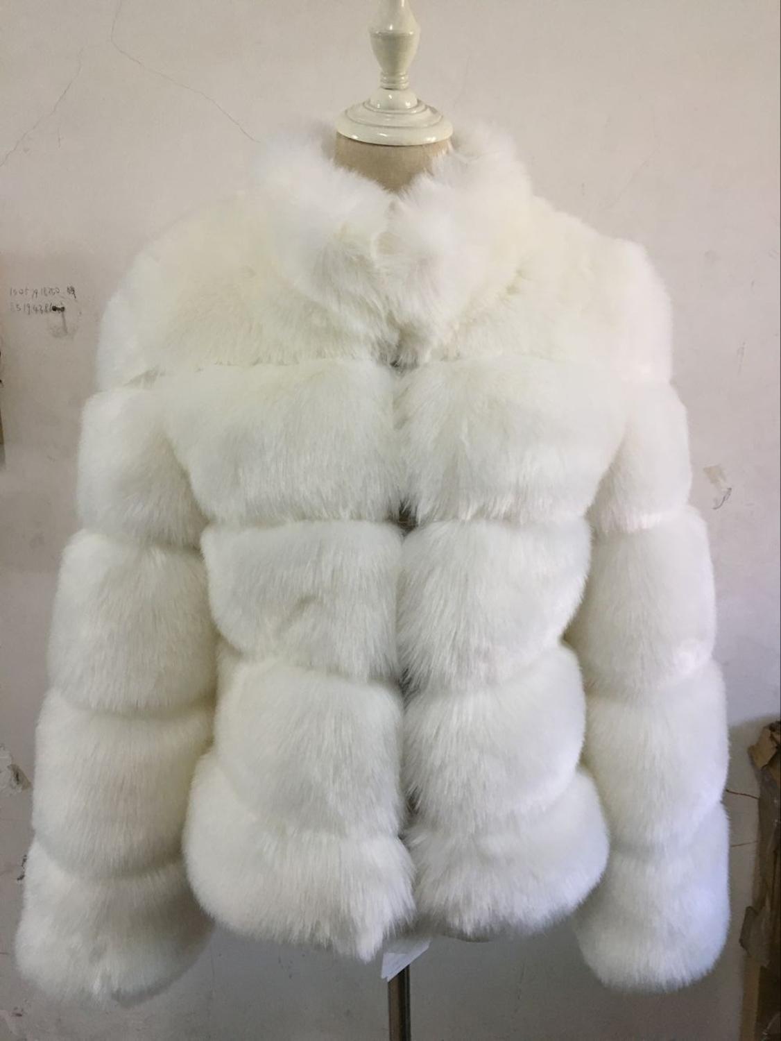 Изображение товара: Savabien 2019 Зимняя мода искусственный Лисий мех пальто для женщин с воротником-стойкой роскошные толстые теплые пушистые куртки и пальто из искусственного меха розовый мех