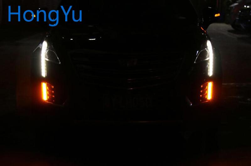 Изображение товара: Мигающий светодиодный DRL Дневной светильник s для Cadillac XT5 2016-2020 с желтым Поворотная сигнальная лампа