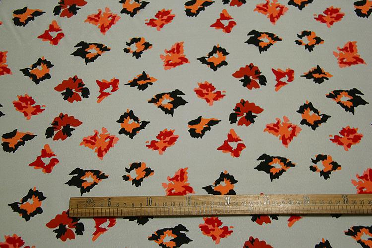 Изображение товара: Настоящая шелковая струйная Креп Де Шин атласная ткань оранжевые цветы ткань для платья юбки 0,5 метров