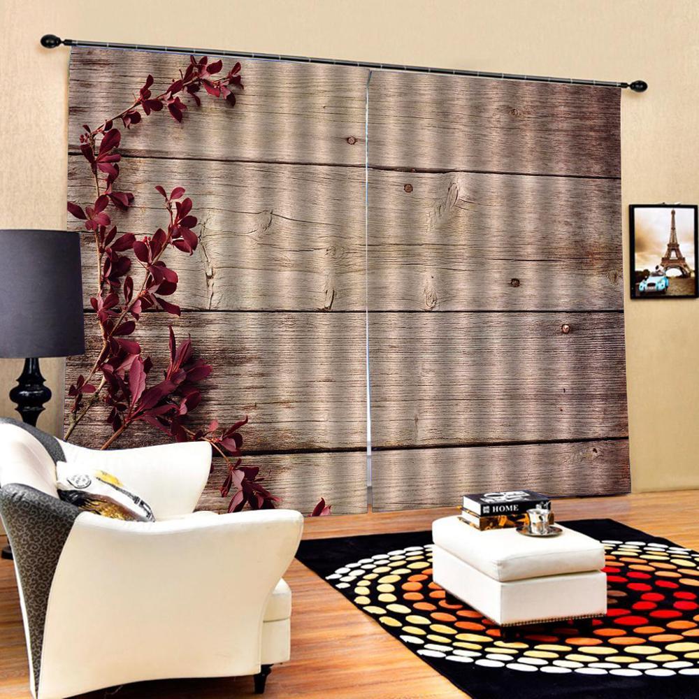 Изображение товара: Занавески из коричневого дерева, занавески для офиса, спальни, 3D занавески на окна, роскошные затемняющие занавески для гостиной, декоративные занавески