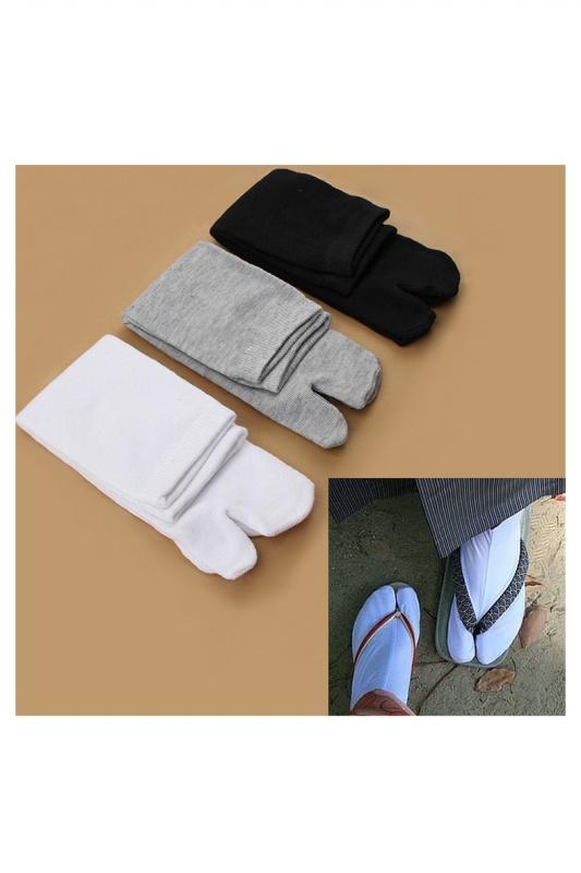 Изображение товара: 3 пары, японское кимоно, шлепанцы, сандалии с разрезом, таби, ниндзя, гэта, зори, носки, белый + черный + серый
