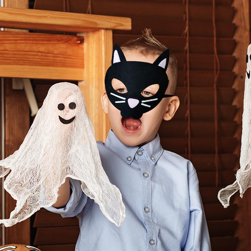 Изображение товара: 10 шт. маска на Хэллоуин мультяшный Кот Тыква Косплей Половина лица маска Маскарадная маска для костюма Вечерние Маски для детей девочек мальчиков