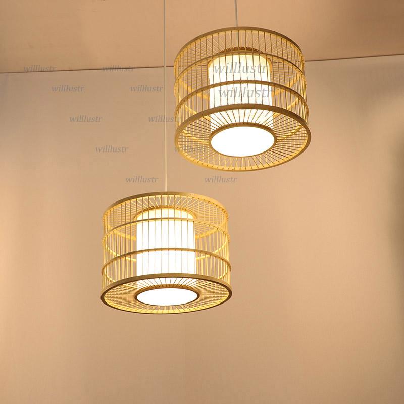 Изображение товара: Бамбуковая Подвесная лампа ручной работы, подвесной светильник для отеля, гостиной, кафе, бара, Izakaya, ресторана, спальни, детской подвесной светильник