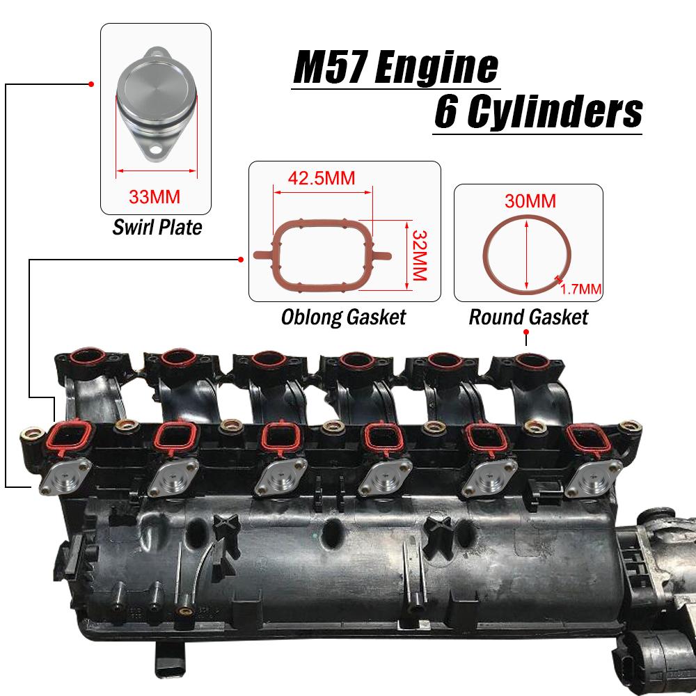 Изображение товара: VR-6x33 мм дизель закручивающиеся Лоскутные заготовки Сменные прокладки с прокладкой впускного коллектора для BMW 320d 330d 520d 525d 530d 730d