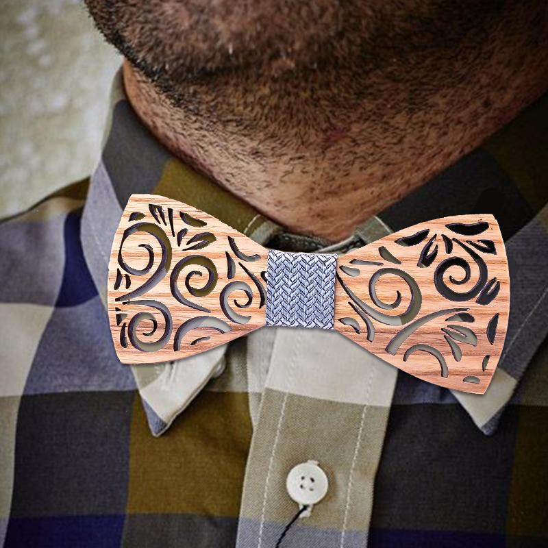Изображение товара: Деревянная бабочка Handky набор запонок деревянный галстук-бабочка, галстук-бабочка, для Для мужчин галстуки для свадебной вечеринки платок носовой платок галстук T297