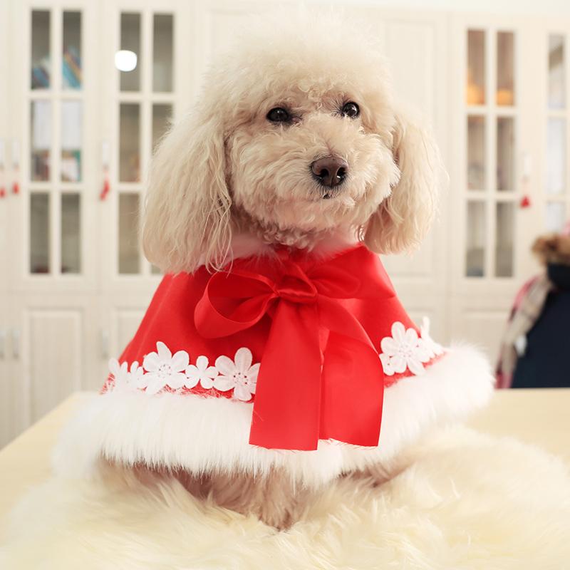 Изображение товара: Одежда для домашних животных Рождественская теплая накидка для собаки Тедди бульдог маленькая собака праздничный костюм для питомца Новогодний подарок
