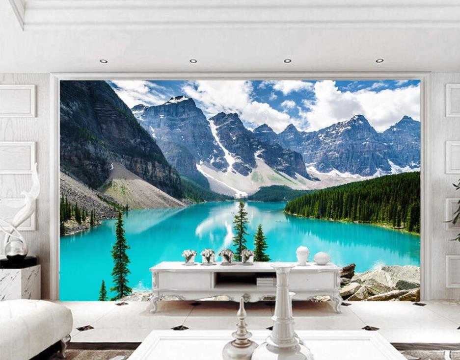 Изображение товара: Фотообои 3D стерео синие мечты сказочные озеро снег горы лес Европа и Америка Пейзаж Европейский стиль на заказ
