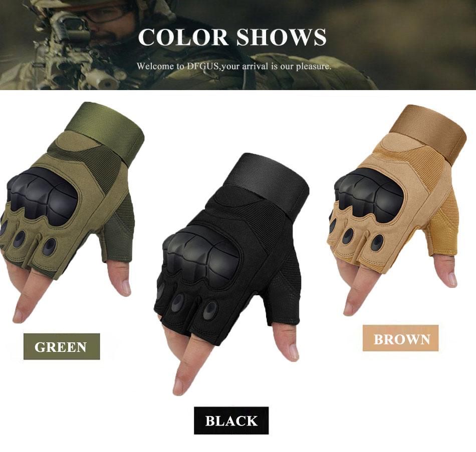 Изображение товара: Перчатки тактические без пальцев для мужчин и женщин, военные армейские Митенки на полпальца для езды на велосипеде, стрельбы, пейнтбола, страйкбола, мотокросса
