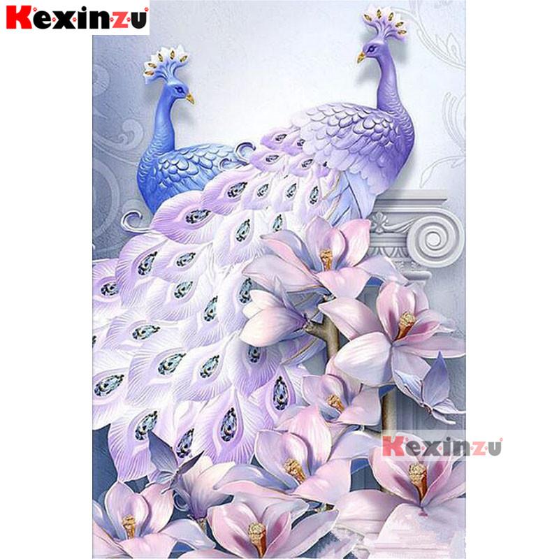 Изображение товара: Алмазная 5D картина с павлиньими цветами, 3d-вышивка, полная выкладка, стразы, домашние подарки для близких X