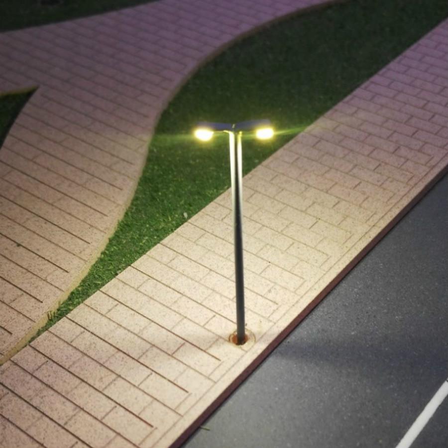 Изображение товара: Модель железнодорожной железной дороги лампы 1/500 весы 3,5 см миниатюрный светодиод 3В уличные фонари двойной Headcopper светильник для архитектурных макет