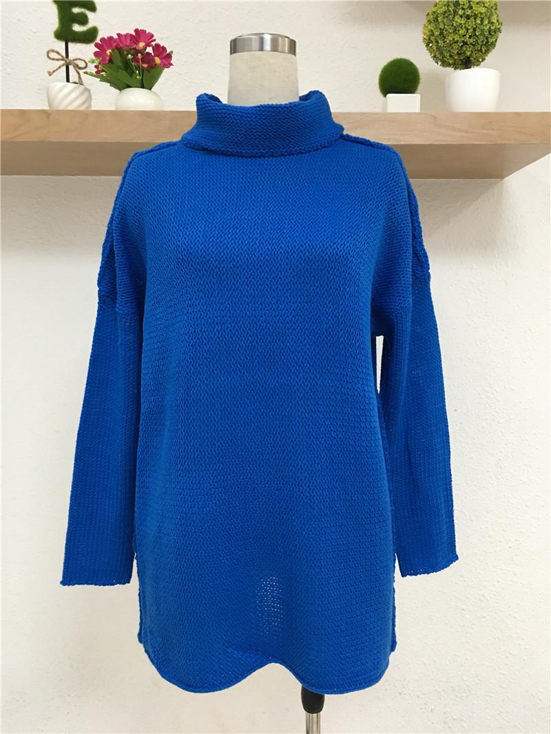 Изображение товара: Женский свитер с высоким воротником, Новинка осени 2021, свободный Однотонный свитер большого размера с длинными рукавами, модная повседневная женская одежда