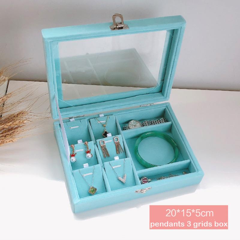 Изображение товара: Вельветовая коробка для ювелирных изделий синего цвета, чехол для колец, сережек, браслетов, украшений, органайзер для хранения