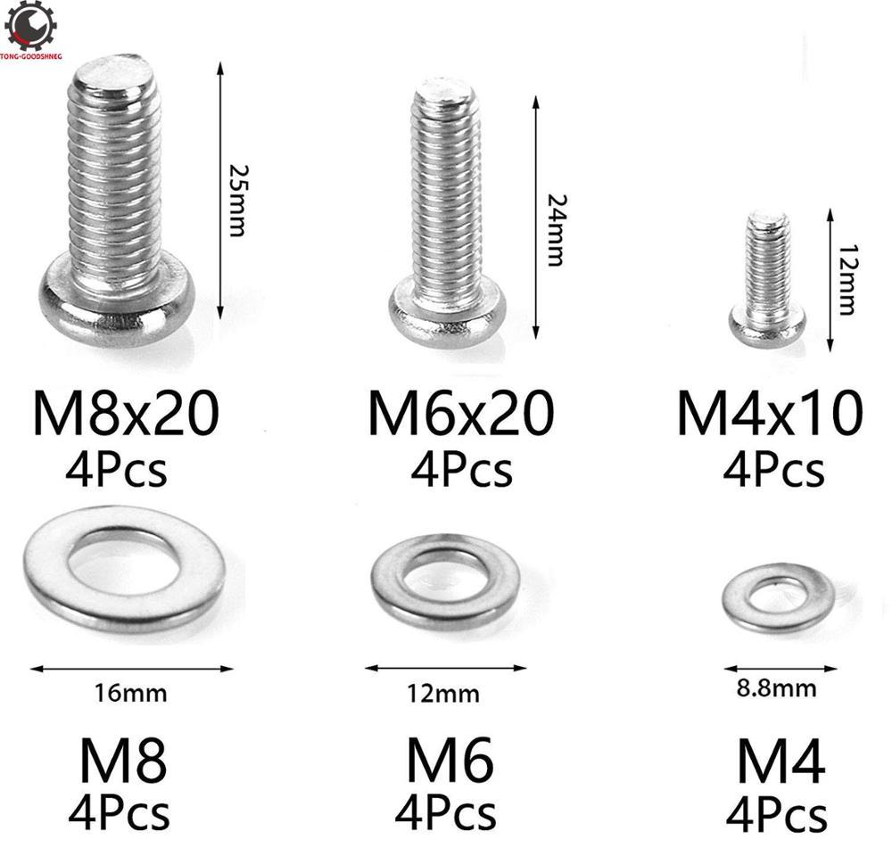 Изображение товара: 24 шт. M4 M6 M8 винты из нержавеющей стали шайбы тв крепление винты прокладка ТВ монтажные болты для ТВ и монитора крепления кронштейн