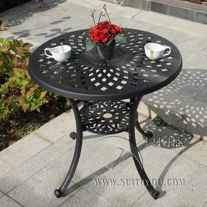 Изображение товара: Литой алюминиевый стол для садового стула, уличная мебель, прочный с отверстиями для зонтов