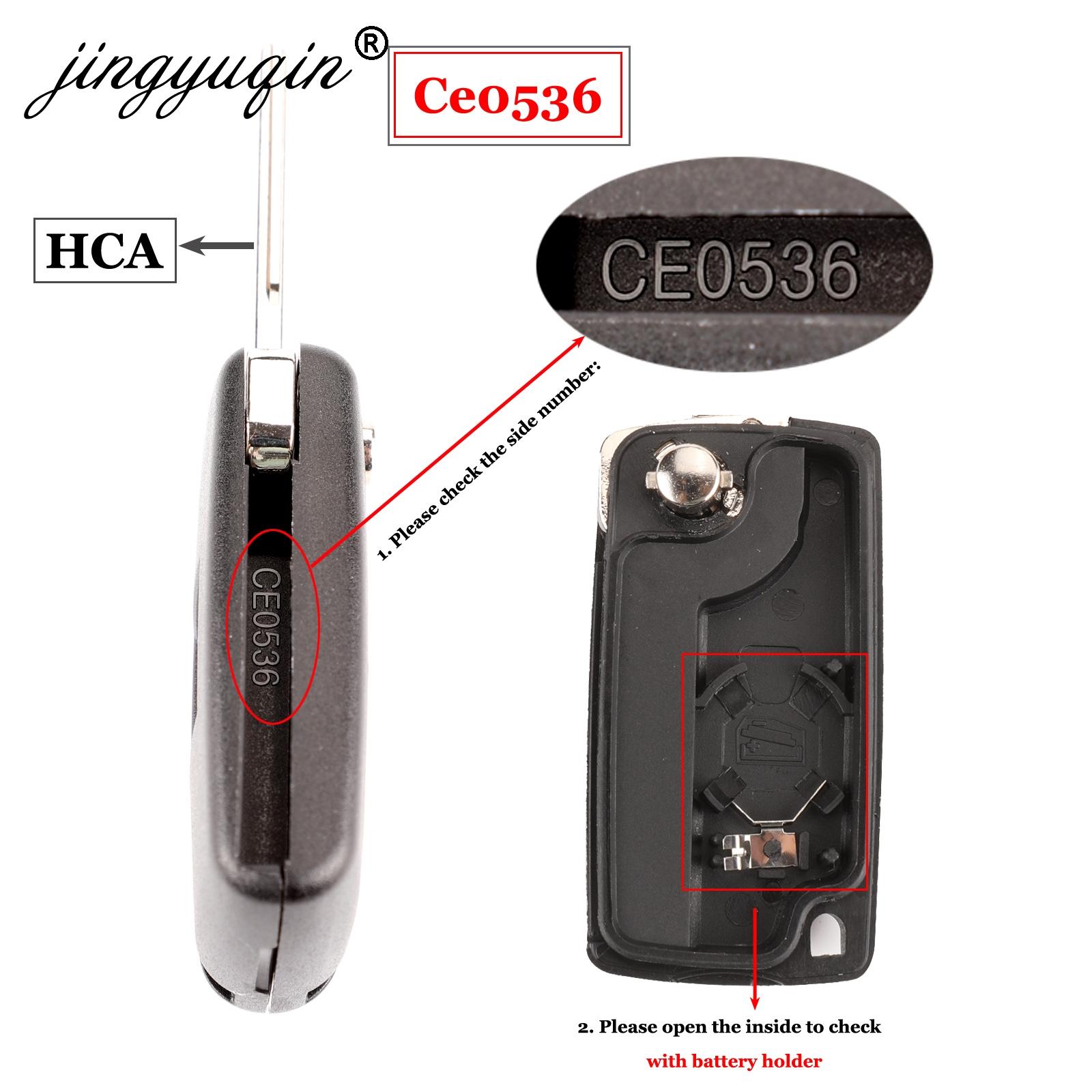 Изображение товара: Складной автомобильный ключ jingyuqin, 2 кнопки дистанционного управления, для Peugeot 107 207 307 307S 308 407607 433 МГц PCF7961 HU83 Blade ASK CE0536