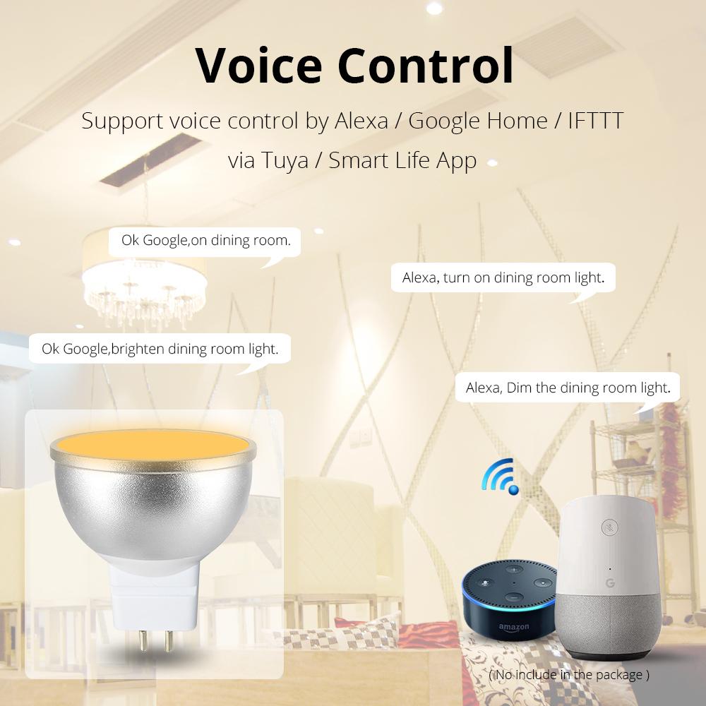 Изображение товара: 6 шт MR16 работать с Alexa Echo Google домашней автоматизации RGBW с входным напряжением 12В GU5.3 лампы 2,4G WI-FI приложение голосовой таймер диммер контроллер Управление