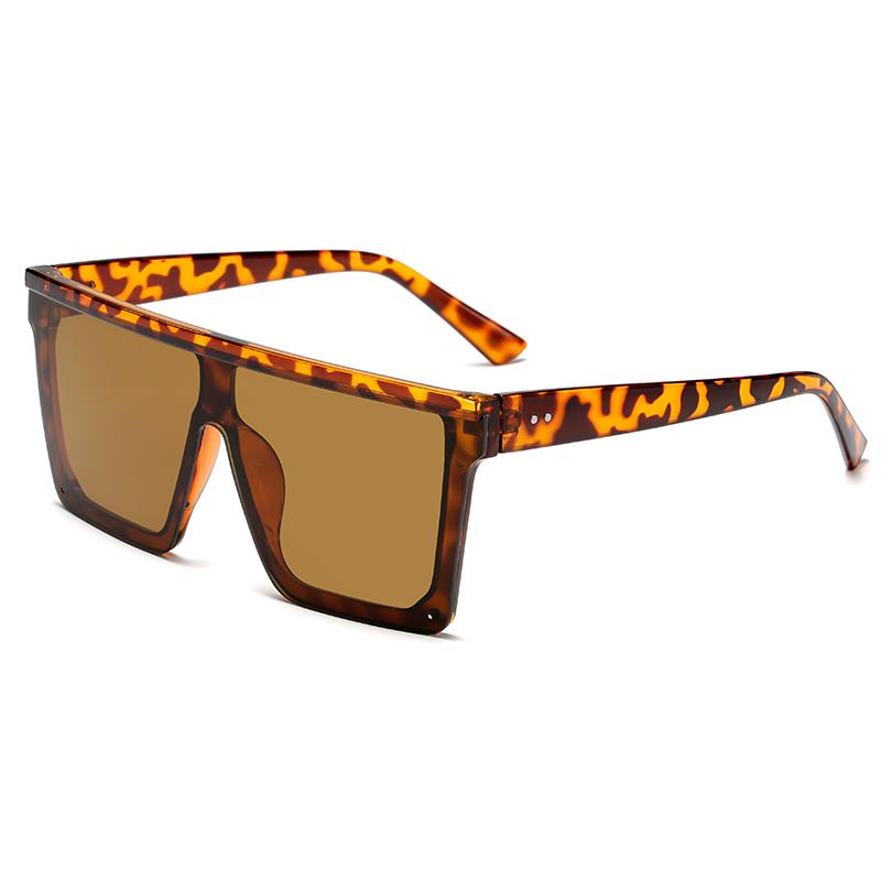Изображение товара: Солнцезащитные очки с большой оправой, женские квадратные солнцезащитные очки с плоской подошвой и заклепками для мужчин, винтажные большие очки, черные оттенки, очки UV400