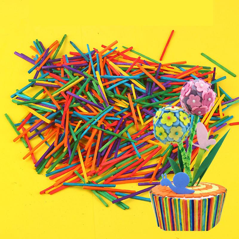 Изображение товара: 1000 шт цветные спичечные палочки, деревянные палочки для детей, материал для рук, креативные спичечные палочки для рукоделия, деревянная игрушка для обучения подарки