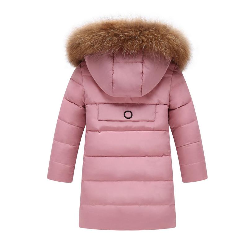 Изображение товара: 2019 новое зимнее длинное пальто для маленьких девочек Детский пуховик с капюшоном на белом утином пуху, жакет для девочек, детская теплая верхняя одежда парки, SP010