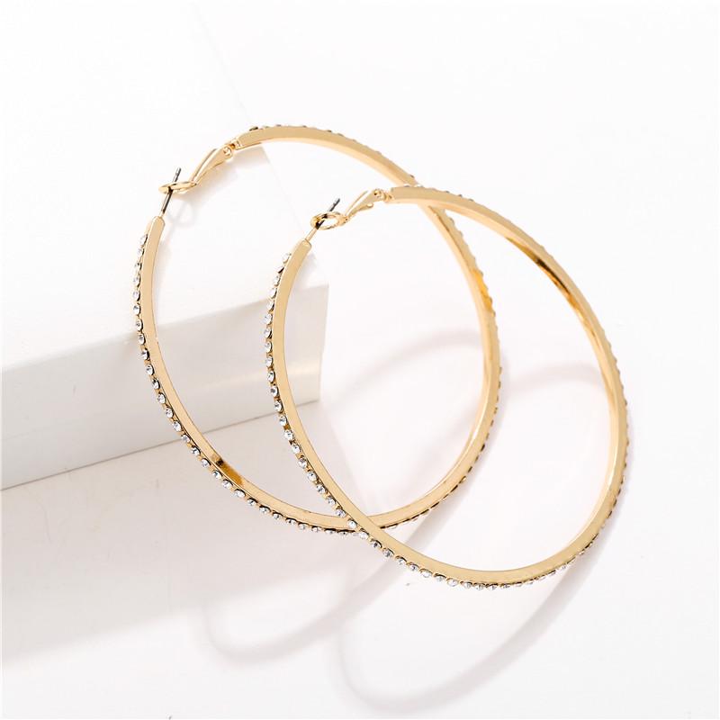 Изображение товара: Новые большие серьги-кольца с кристаллами, большие классические круглые серьги разразы, ювелирные изделия для женщин, модные серьги для вечеринок