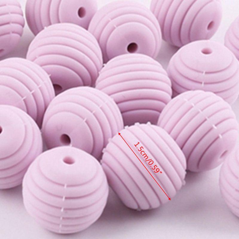Изображение товара: 10 Соединенных силиконовых шариков, Детские спиральные Круглые бусины для прорезывания зубов, ожерелье «сделай сам», аксессуары для цепочки для пустышки