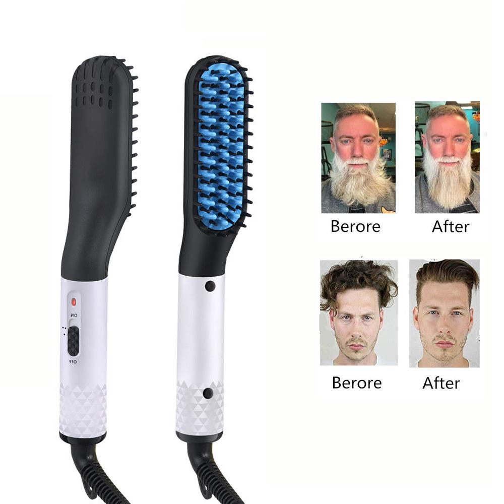 Изображение товара: Выпрямитель для бороды для мужчин многоцелевой волос Расческа для локонов объем до волос показать кепки электрическое отопление расческа