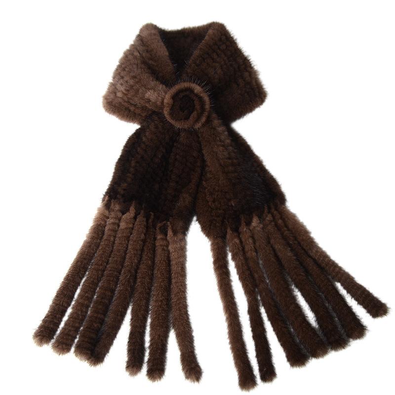 Изображение товара: Женский длинный вязаный шарф, Зимний вязаный шарф из натурального меха норки, в европейском и американском стиле, 68521