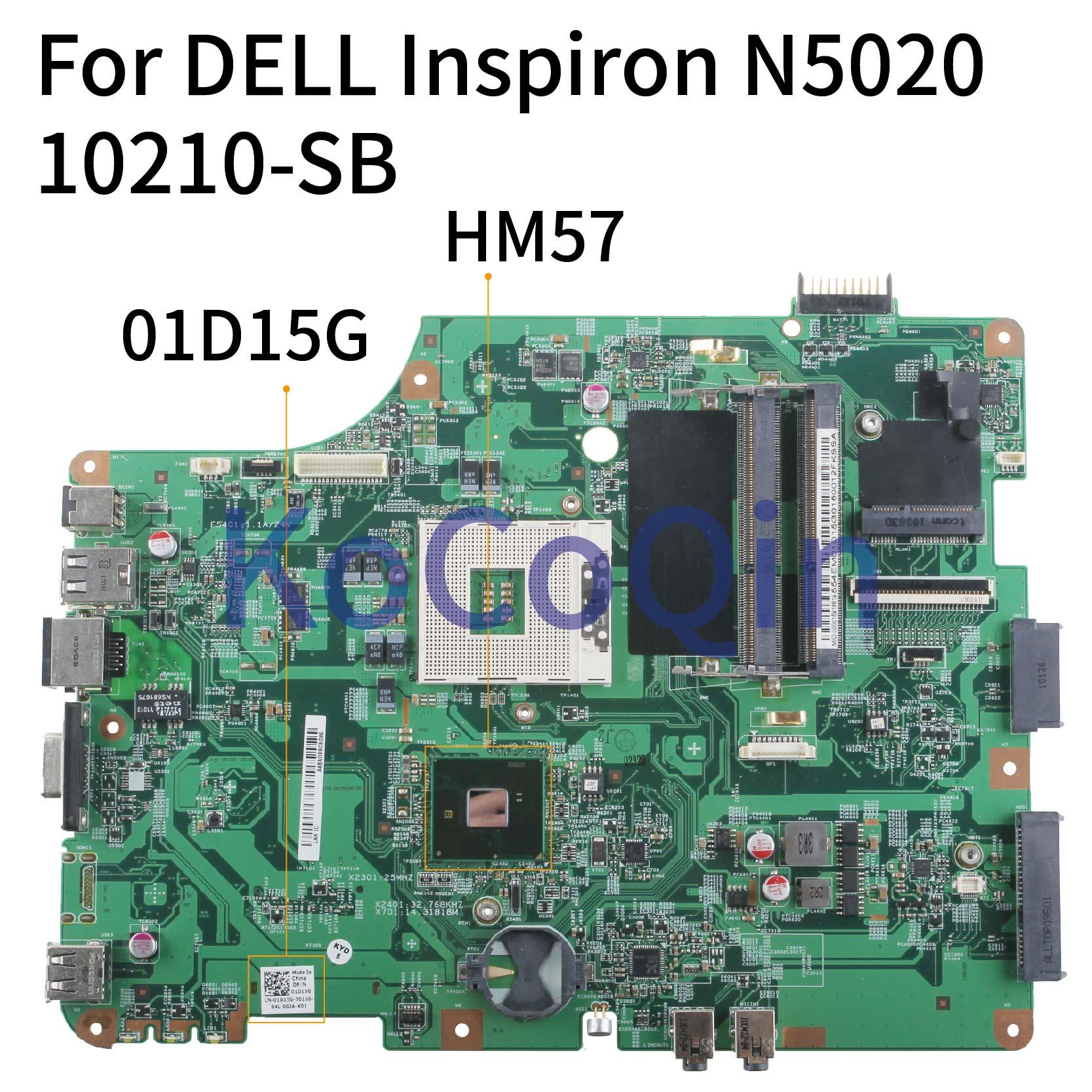 Изображение товара: KoCoQin материнская плата для ноутбука DELL Inspiron N5020 HM57 материнская плата CN-01D15G 01D15G 10210-SB DDR3