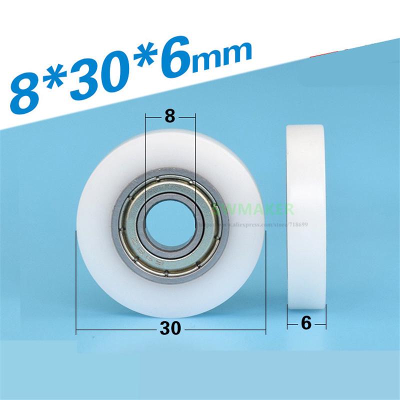 Изображение товара: 1 шт. 8*30*6 мм завернутый 698 подшипник шкив, Простой пластиковый пассивный направляющее колесо/Peilin колесо/POM роликовый шкив
