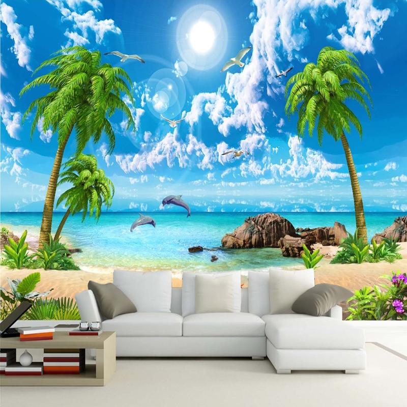 Изображение товара: Фотообои 3D морской пейзаж фрески Гостиная ТВ диван фон стены самоклеящиеся водостойкие обои стены 3D наклейки