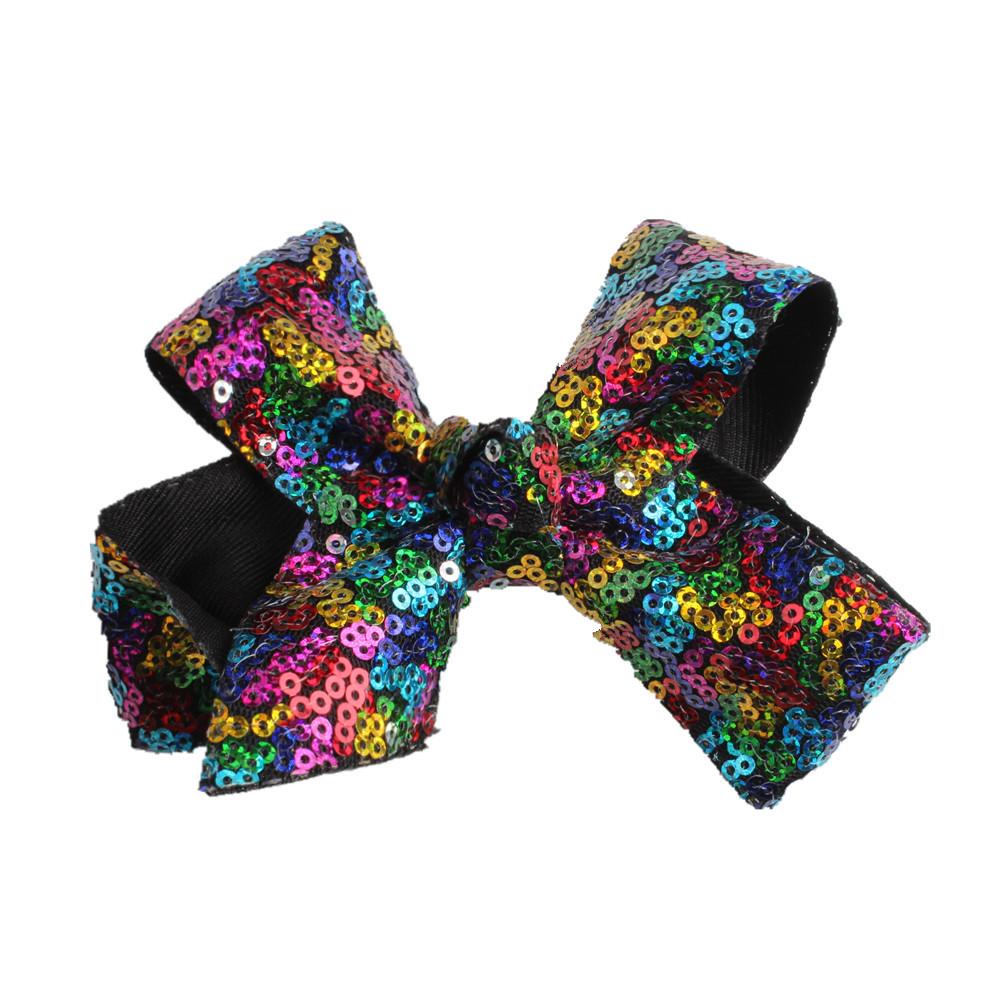 Изображение товара: Sequin Rainbow Bow With Hair Clip For Girls Kids Handmade Boutique Knot Jumbo Hair Bow Hairgrips Hair Accessories