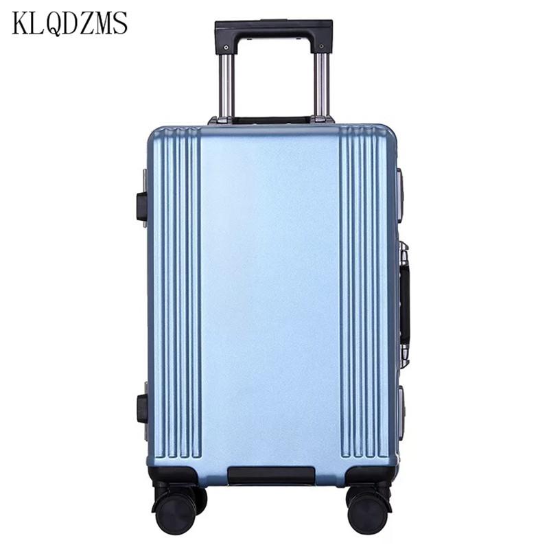 Изображение товара: KLQDZMS для мужчин бизнес алюминиевая рама Роллинг багаж Спиннер чемодан 20 дюймов Студенческая переноска для женщин 24 дюймов Дорожный чемодан