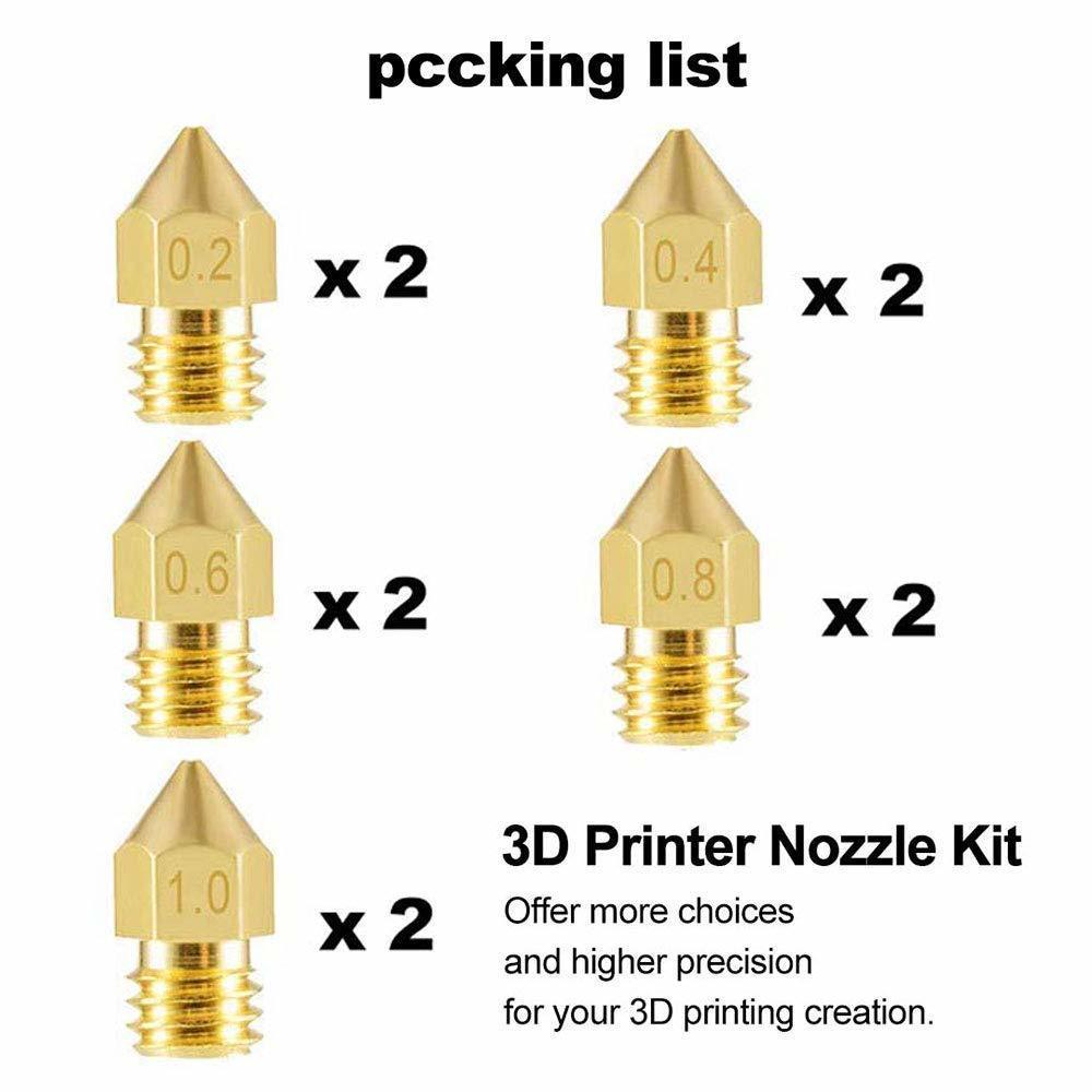 Изображение товара: Насадка MK7 MK8 0,4 мм 0,2 мм 0,6 мм 0,8 мм 1,0 мм 1,75 мм медные детали для 3D-принтеров экструдер с резьбой мм Головка накаливания латунные насадки 10 шт.