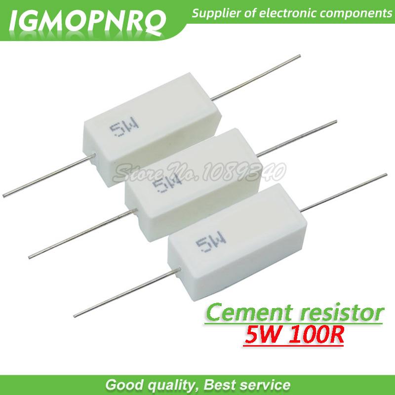 Изображение товара: Резистор цементного сопротивления 5 Вт, 100 Ом, 100R, 100ом GMOPNRQ, 10 шт.
