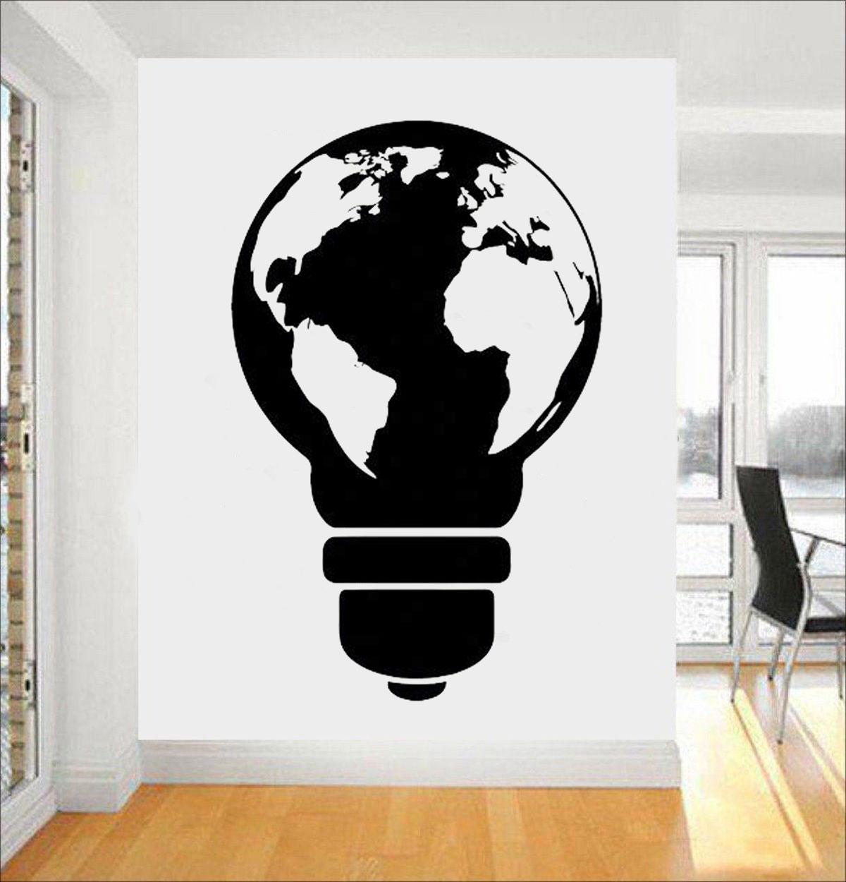 Изображение товара: Художественная виниловая настенная роспись, плакат для гостиной, лампочка, Карта мира, настенные наклейки для спальни LX375