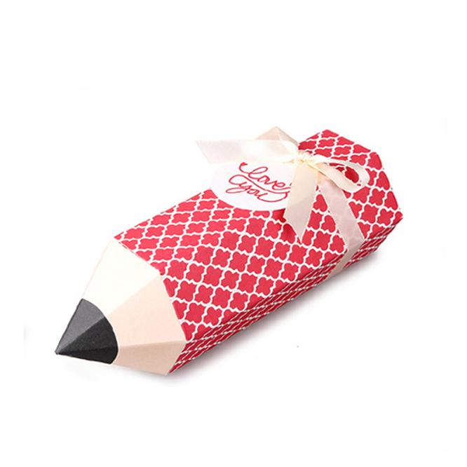 Изображение товара: 100 шт., коробка для конфет в форме карандаша, креативные цветные Мультяшные печенье, шоколадные подарочные коробки для детей, день рождения, вечерние украшения для детского душа