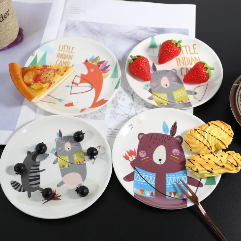 Изображение товара: Меламиновая тарелка для салата с героями мультфильмов, меламиновые тарелки, имитация фарфора, тарелка для десерта, детская тарелка для завтрака, обеда