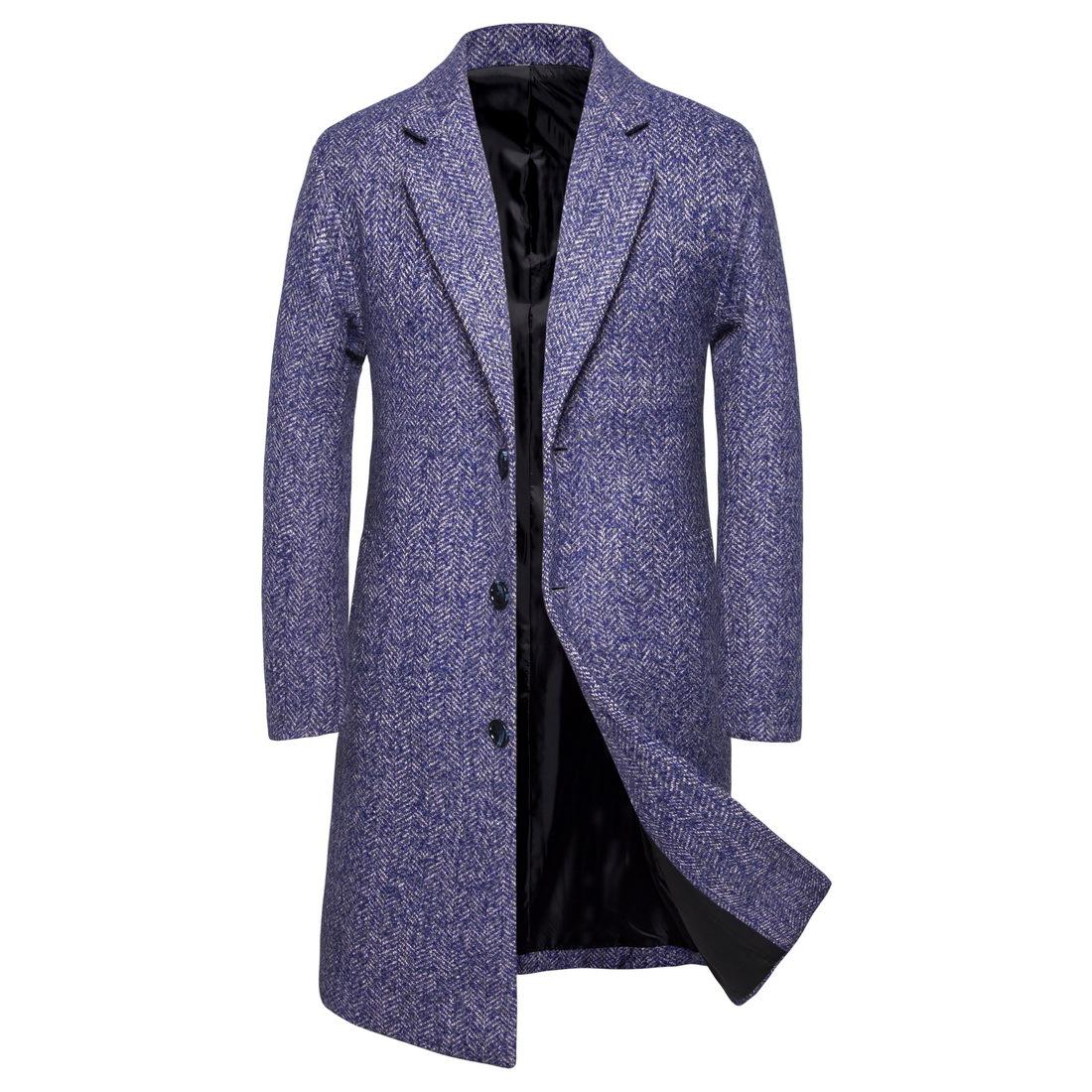 Изображение товара: Новинка, осенне-зимнее Мужское пальто YF12, приталенное шерстяное пальто средней длины с отложным воротником, Мужская одежда для отдыха