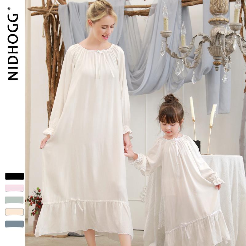 Изображение товара: Ночная рубашка для мамы и дочки, из 100% хлопка, с длинным рукавом