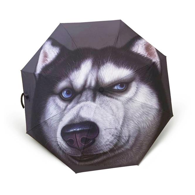 Изображение товара: DHL 50 шт УФ-защита креативный автоматический зонт с изображением собаки хаски зонтик из стекловолокна солнечный и дождливый зонт
