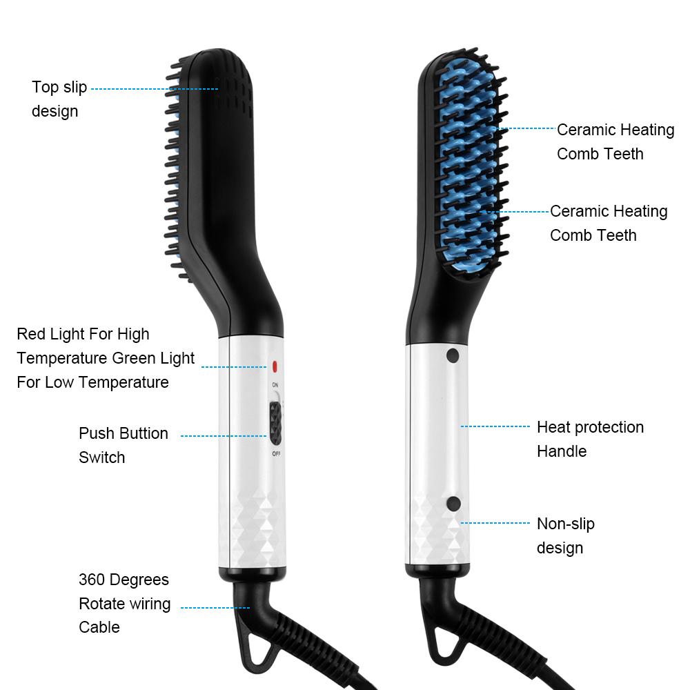 Изображение товара: Выпрямитель для бороды для мужчин многоцелевой волос Расческа для локонов объем до волос показать кепки электрическое отопление расческа