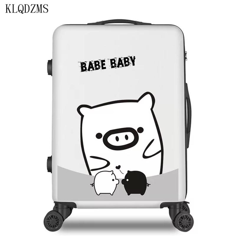 Изображение товара: Серия KLQDZMS Bear, 20/22/24/26 дюймов, мультипликационный чемодан на колесиках, чемодан на колесиках, ABS + PC, Дорожный чемодан на колесиках