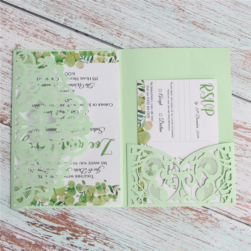 Изображение товара: Mint пригласительная открытка на свадьбу конверт, пользовательская вставка, карта памяти, печать, разные цвета, 50 шт.